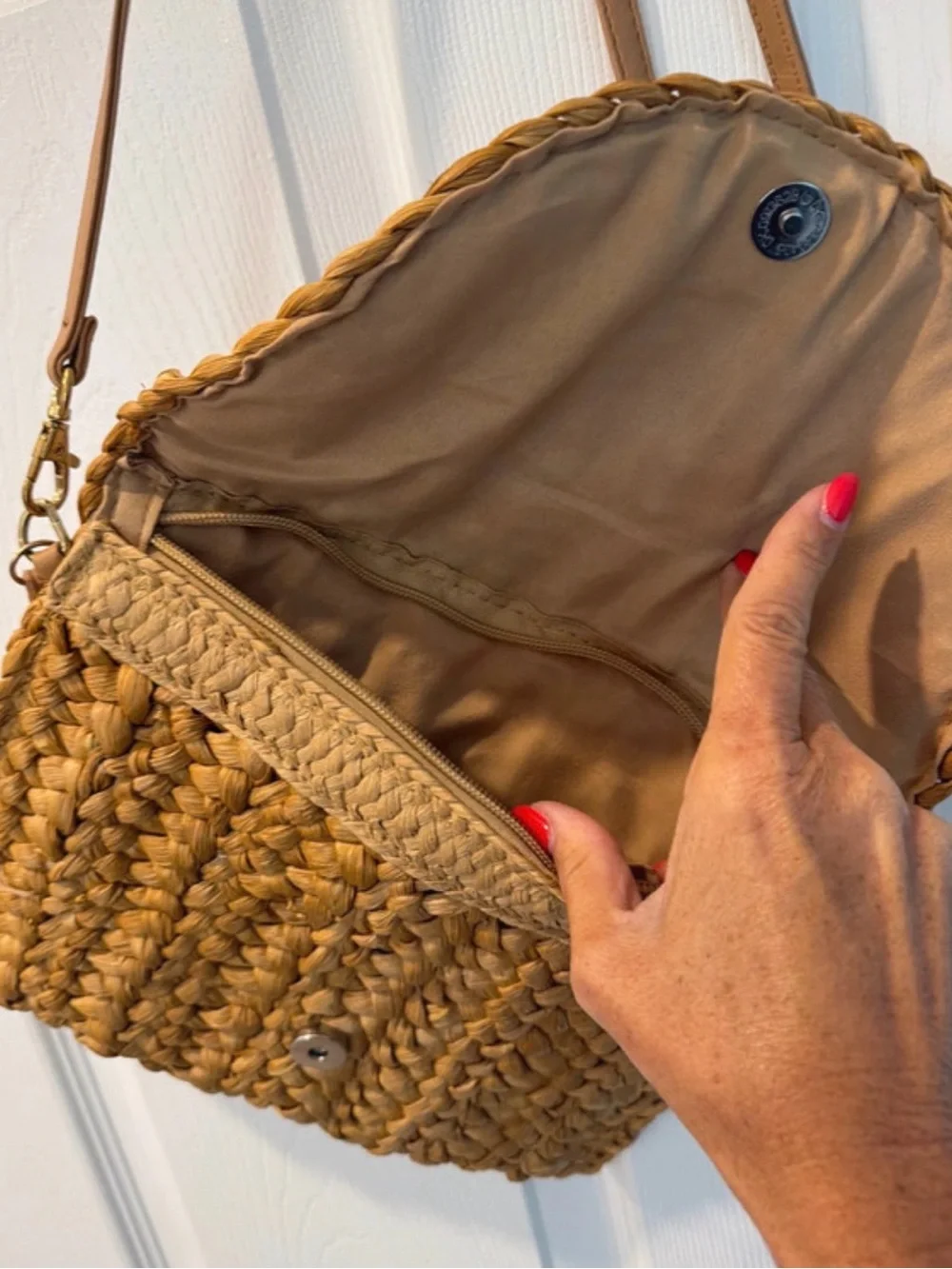 Woven Straw Clutch or Shoulder Bag - Tan